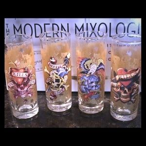 4 Ed Hardy Shot Glasses